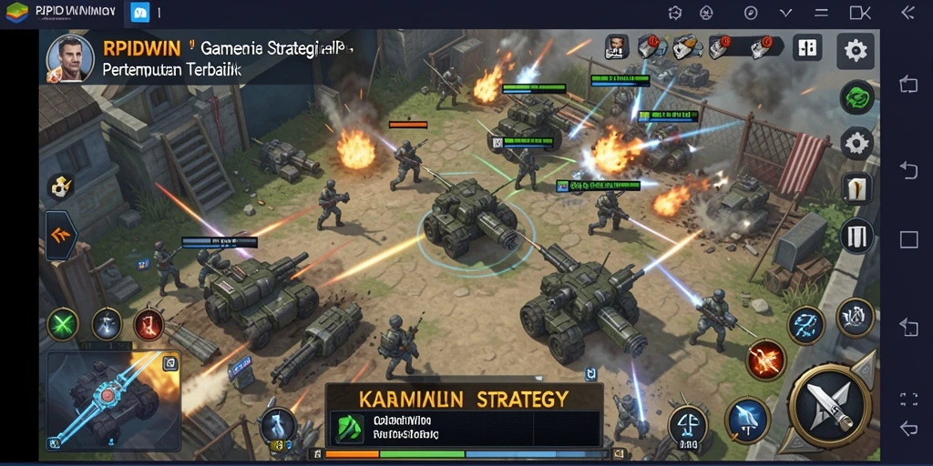 Tampilan antarmuka menarik dari RPIDWIN yang menampilkan pertempuran strategis.