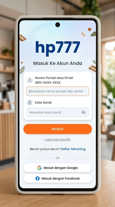 Tampilan halaman login hp777