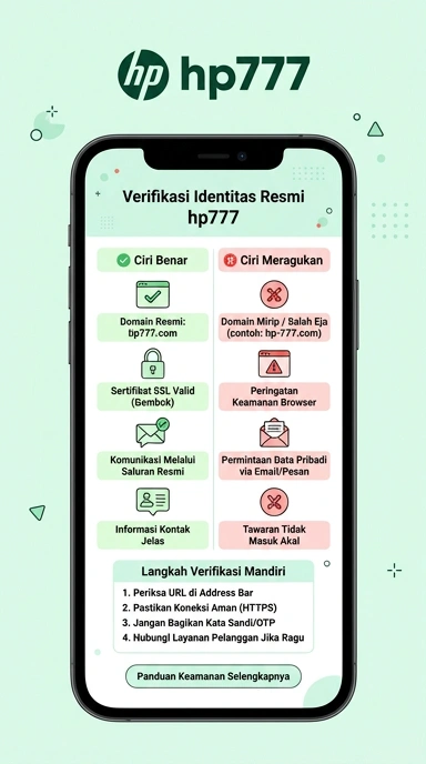 Tampilan kanal resmi hp777