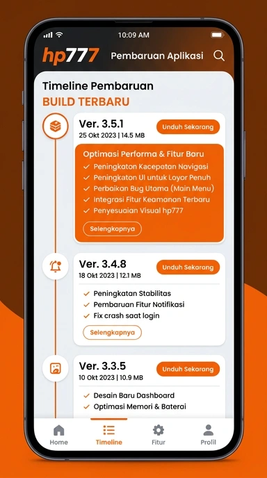 Tampilan riwayat versi hp777
